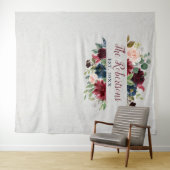 Tenture Mariage personnalisé avec fleurs de marsala et de  (En situation (horizontale))