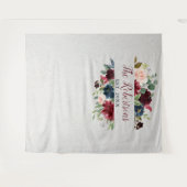 Tenture Mariage personnalisé avec fleurs de marsala et de  (Devant (Horizontal))