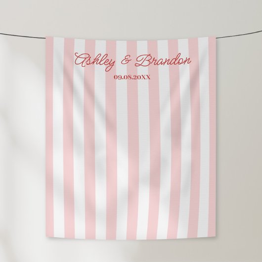 Tenture Mariage personnalisé Cabana Rose rayée