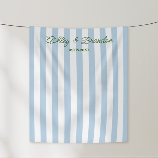 Tenture Mariage Personnalisé Cabane Bleue Rayée