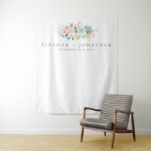 Tenture Mariage personnalisé floral aquarelle rose sarcell (En situation)