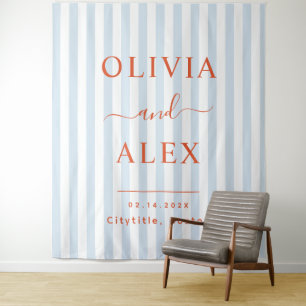 Tenture Mariage Personnalisé Minimaliste et Chic Bleu Fran