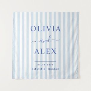 Tenture Mariage Personnalisé Minimaliste et Chic Bleu Fran