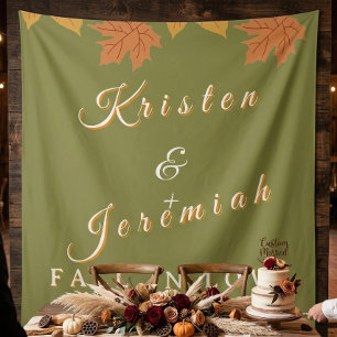 Tenture Mariage personnalisé Olive Green Fall in Love Auto