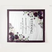 Tenture Mariage Photo à l'aquarelle Fleurs Mauve Violet (Devant (Horizontal))
