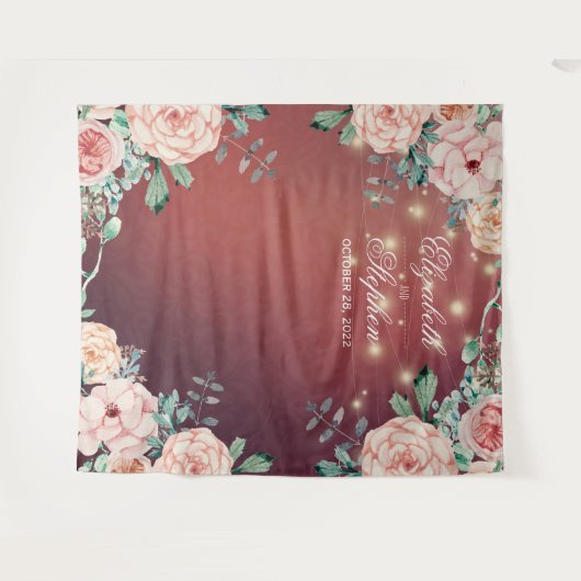 Tenture Mariage Photo Booth Arrière-plan Floral String Lum (Devant (Horizontal))