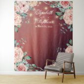Tenture Mariage Photo Booth Arrière-plan Floral String Lum (En situation)