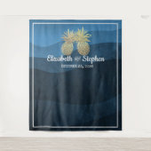 Tenture Mariage Photo Booth Arrière-plan Gold Pineappy Cou (Devant)