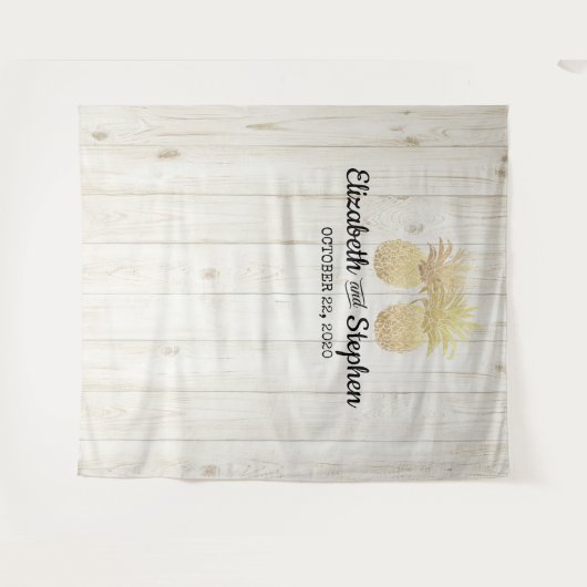 Tenture Mariage Photo Booth Arrière-plan Gold Pineappy Cou (Devant (Horizontal))