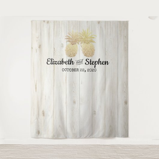 Tenture Mariage Photo Booth Arrière-plan Gold Pineappy Cou (Devant)