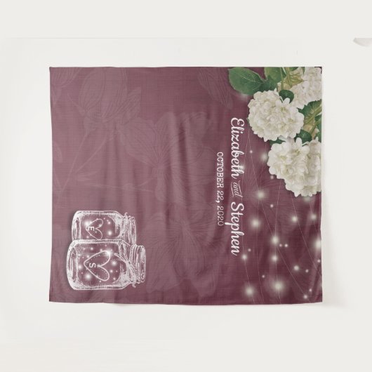 Tenture Mariage Photo Booth Backdrop Mason Jars Hydrangea (Devant (Horizontal))