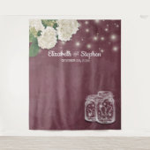 Tenture Mariage Photo Booth Backdrop Mason Jars Hydrangea (Devant)