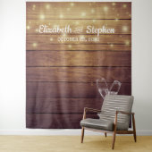 Tenture Mariage Photo Booth fond Champagne Verre Bois (En situation)