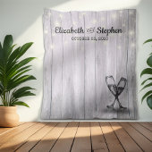 Tenture Mariage Photo Booth fond Champagne Verre Bois