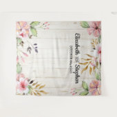 Tenture Mariage Photo Booth Fond de fond Fleurs Bois rusti (Devant (Horizontal))