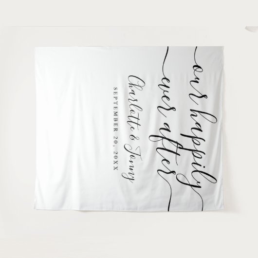 Tenture Mariage Photo Booth Prop en noir et blanc (Devant (Horizontal))