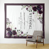 Tenture Mariage Photo Floral Aquarelle Violet Mauve Pourpr (En situation (horizontale))