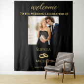 Tenture Mariage-photo noir et or- (En situation)