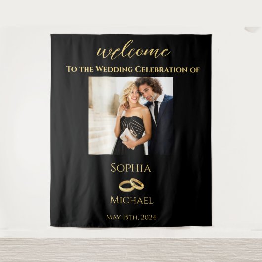 Tenture Mariage-photo noir et or- (Devant)