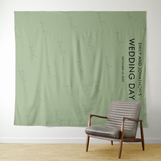 Tenture Mariage Photobooooooth Contexte Typographie Sage G (En situation (horizontale))