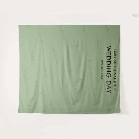 Tenture Mariage Photobooooooth Contexte Typographie Sage G (Devant (Horizontal))