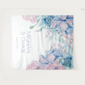 Tenture Mariage | Pivoines Bleu Ciel et Rose Bubble-Gum (Devant (Horizontal))