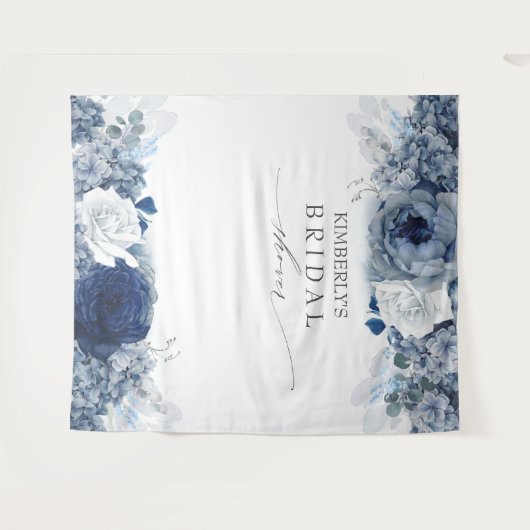 Tenture Mariage poussiéreux et floral bleu marine / Baby S (Devant (Horizontal))