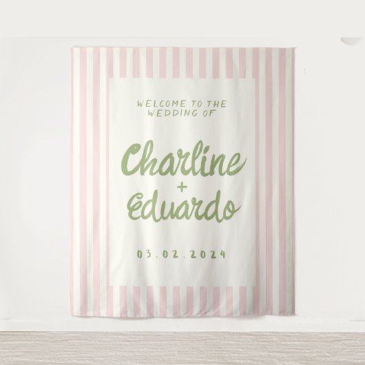 Tenture Mariage rayé rétro pastel (Devant)