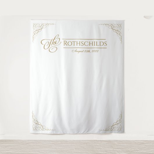 Tenture Mariage romantique de fausse calligraphie dorée (Devant)