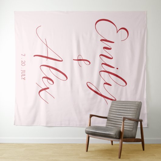 Tenture Mariage rose et rouge simple (En situation (horizontale))