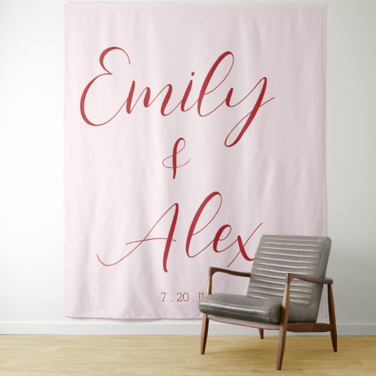 Tenture Mariage rose et rouge simple (En situation)