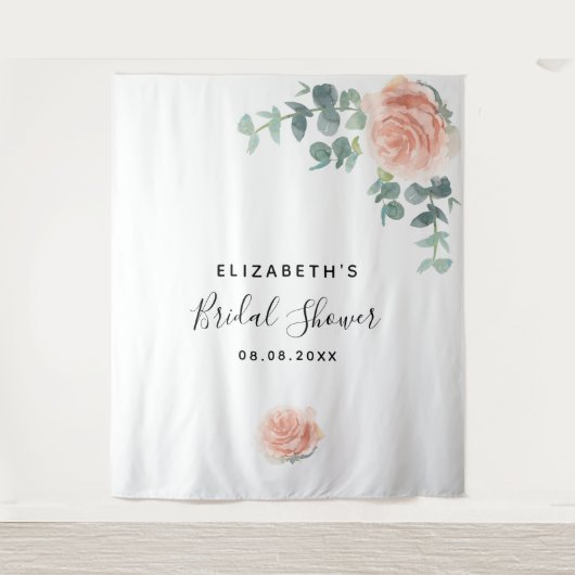 Tenture Mariage rose gold eucalyptus verdure blanc (Devant)