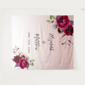 Tenture Mariage rose or flush florals bordeaux (Devant (Horizontal))