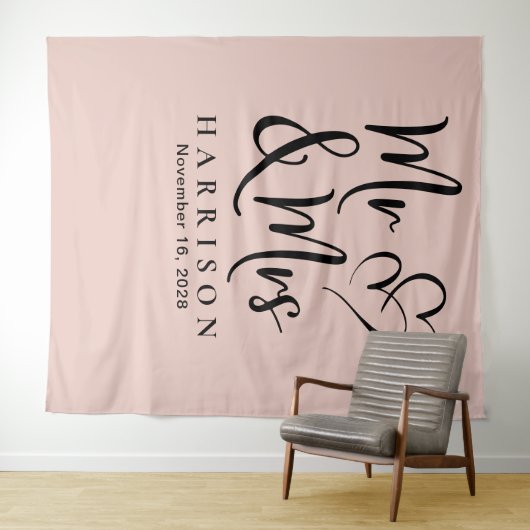 Tenture Mariage Rose Pâle de M. et Mme Blush (En situation (horizontale))