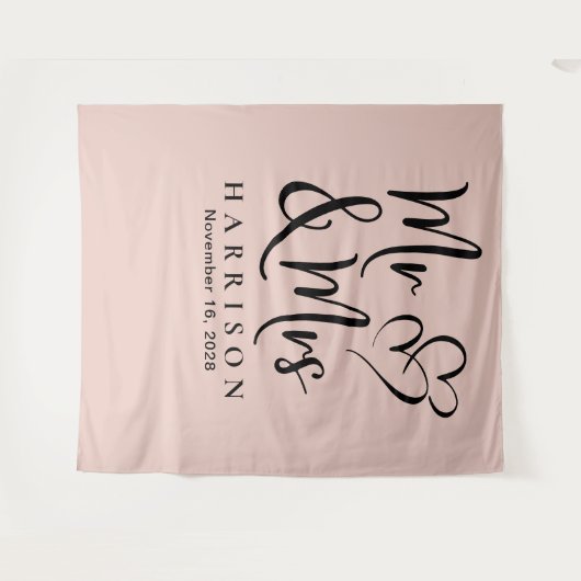 Tenture Mariage Rose Pâle de M. et Mme Blush (Devant (Horizontal))