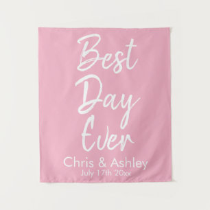 Tenture Mariage rose personnalisé arrière-plan Best Day Ev