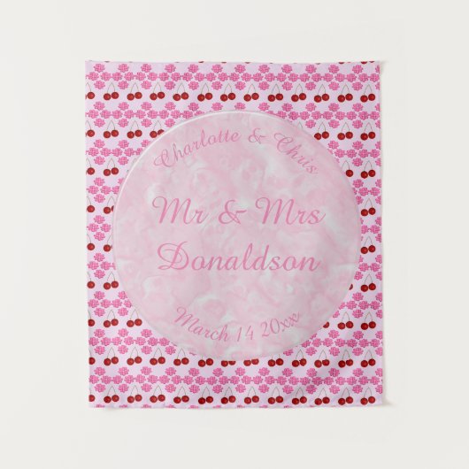 Tenture Mariage rose Printemps Cerisiers en fleurs et ceri (Devant)