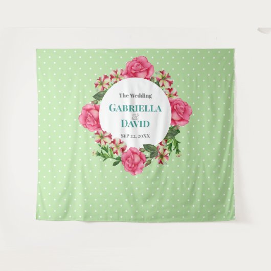 Tenture Mariage Rose Rose Rouge Blanc Pétunia à pois (Devant (Horizontal))