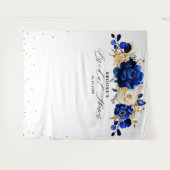 Tenture Mariage royal bleu métallisé floral (Devant (Horizontal))