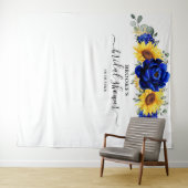 Tenture Mariage Royal Bleu Rustique Tournesol Moderne Bain (En situation (horizontale))