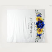 Tenture Mariage Royal Bleu Rustique Tournesol Moderne Fête (Devant (Horizontal))