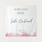 Tenture Mariage rustique aquarelle fleur rose (Devant)