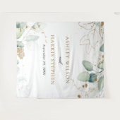 Tenture Mariage rustique eucalyptus or végétation (Devant (Horizontal))