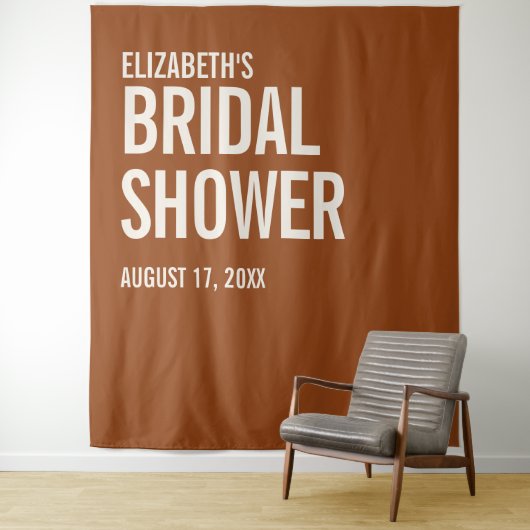 Tenture Mariage simple avec typographie en terre cuite (En situation)