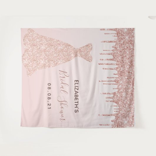 Tenture Mariage sous la pluie de rose en or (Devant (Horizontal))