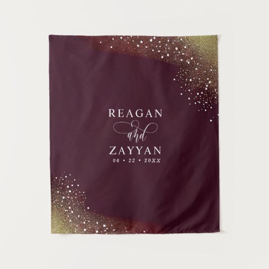 Tenture Mariage Starry Night Deep Crimson fond (Devant)