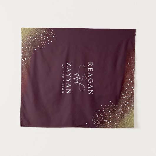Tenture Mariage Starry Night Deep Crimson fond (Devant (Horizontal))