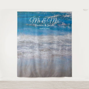 Tenture Mariage sur la plage bleu tropical océan Photoboot