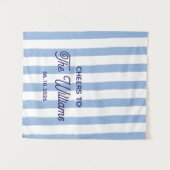 Tenture Mariage sur mesure Rayure bleue (Devant (Horizontal))