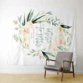 Tenture Mariage thème floral vert pêche Miss to Mrs (En situation (horizontale))